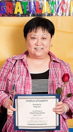 Student with diploma
